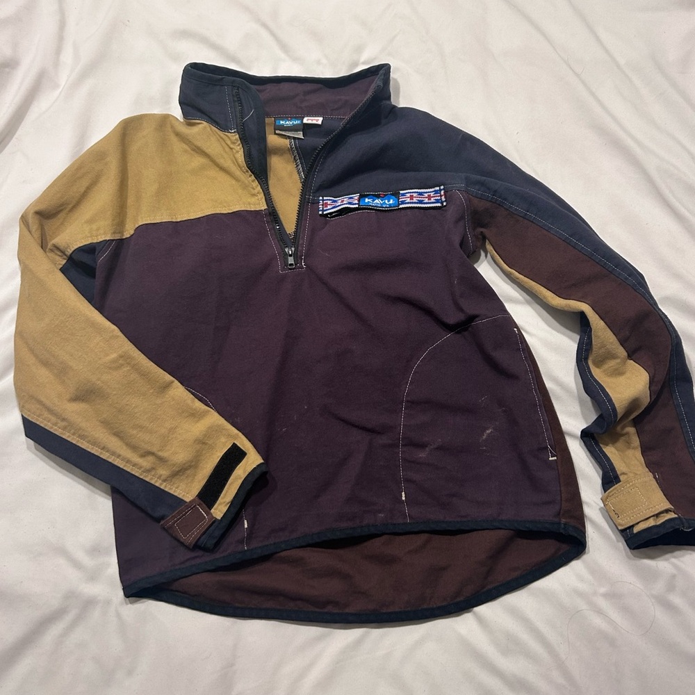 Kavu Men's Canvas Quarter Zip Jacket - Maroon, Tan, Black